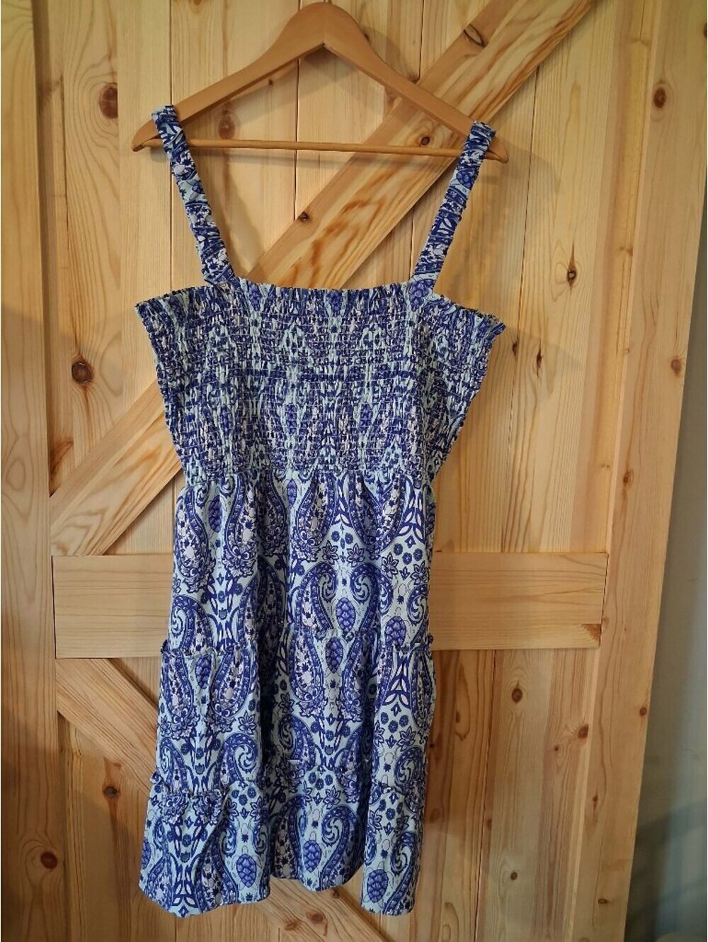 Simply Southern Blue and White Paisley Print Sundress XL